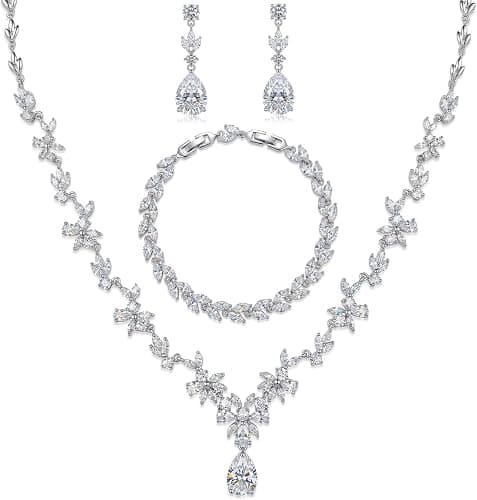 Hadskiss White AAA Cubic Zirconia Bridal Jewelry Set