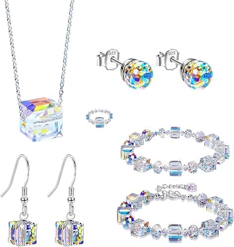 Aurora Borealis Crystals Cube & Ball Jewelry Set for Women