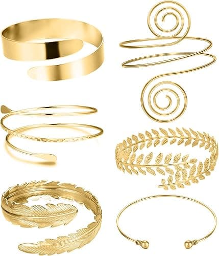 RIOSO 6 Pcs Gold Upper Arm Cuff Band Bracelet Set