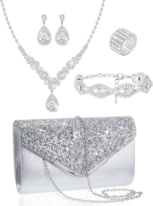 5 Pcs Rhinestone Bridal Jewelry Set for Women